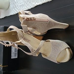 Gold platform heels